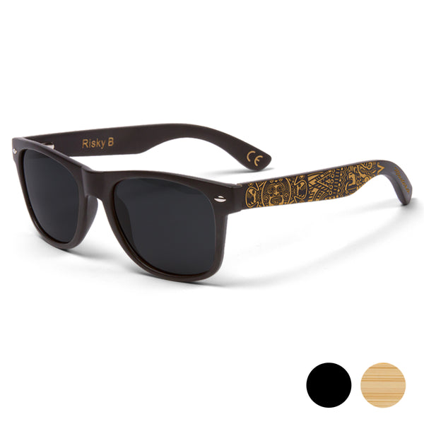 Risky B - Aztec Calendar Wood Frame Sunglasses — CityLocs