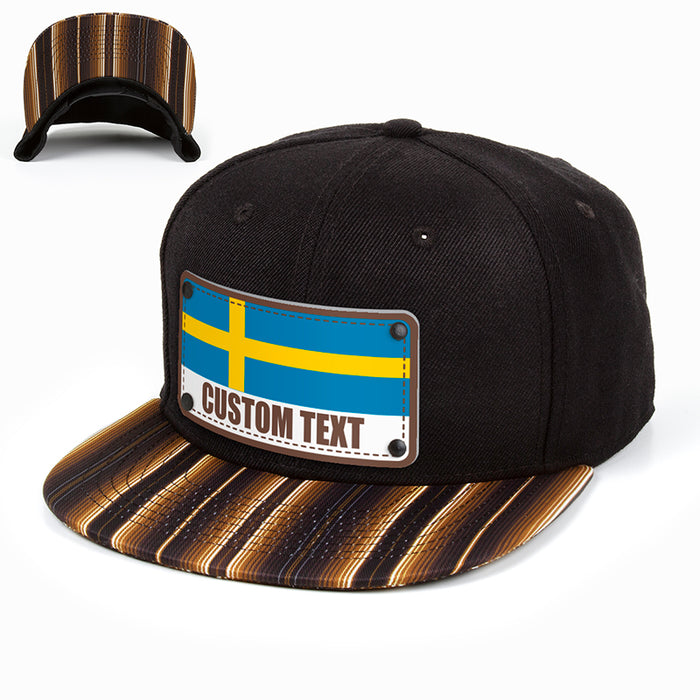 Custom Sweden Country Flag Hat - Citylocs, Snapback / One Size Fits All / Maroon
