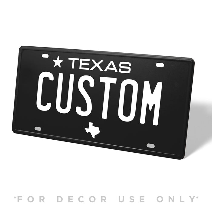 Texas Black Metal License Plate