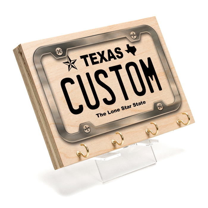 Texas White License Plate Key Rack