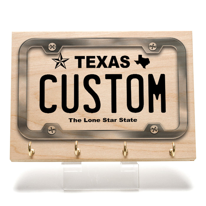 Texas White License Plate Key Rack