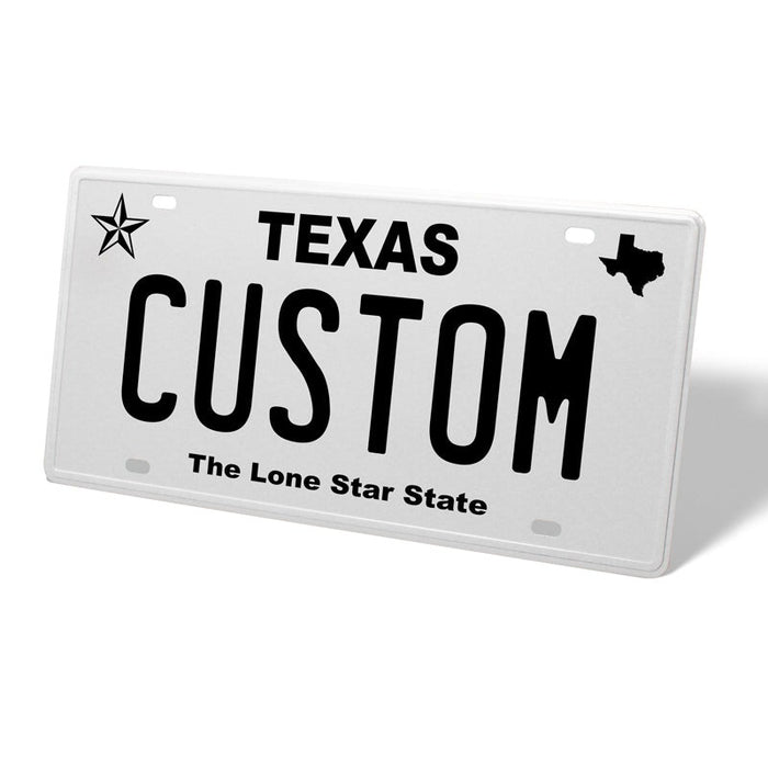 Texas White Metal License Plate