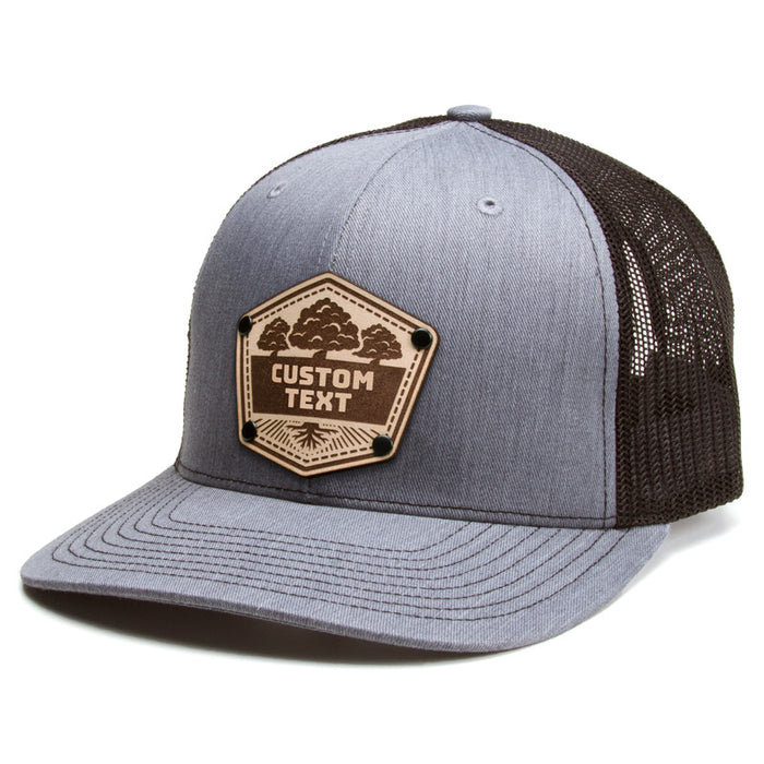 Custom Landscaping Leather Patch Hat - Citylocs, Gray & Blk Mesh TR