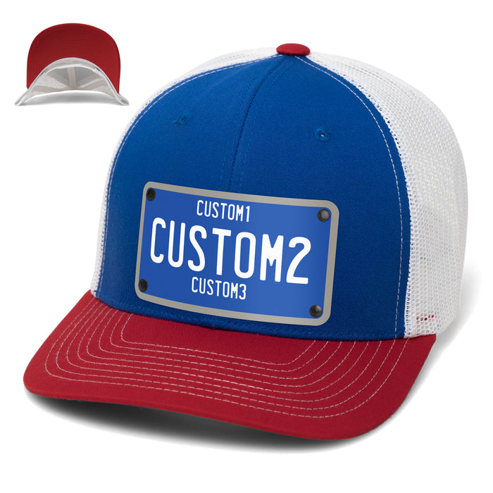 Blue & White Universal License Plate Hat
