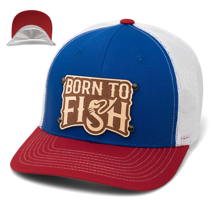 Born to Fish Trucker Hat - Embrace Your Angler Spirit Burgundy & Blk Mesh TR