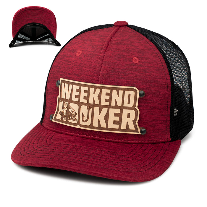 Weekend Hooker Fishing Hat - Breathable and Stylish Trucker Hat Burgundy & Blk Mesh TR